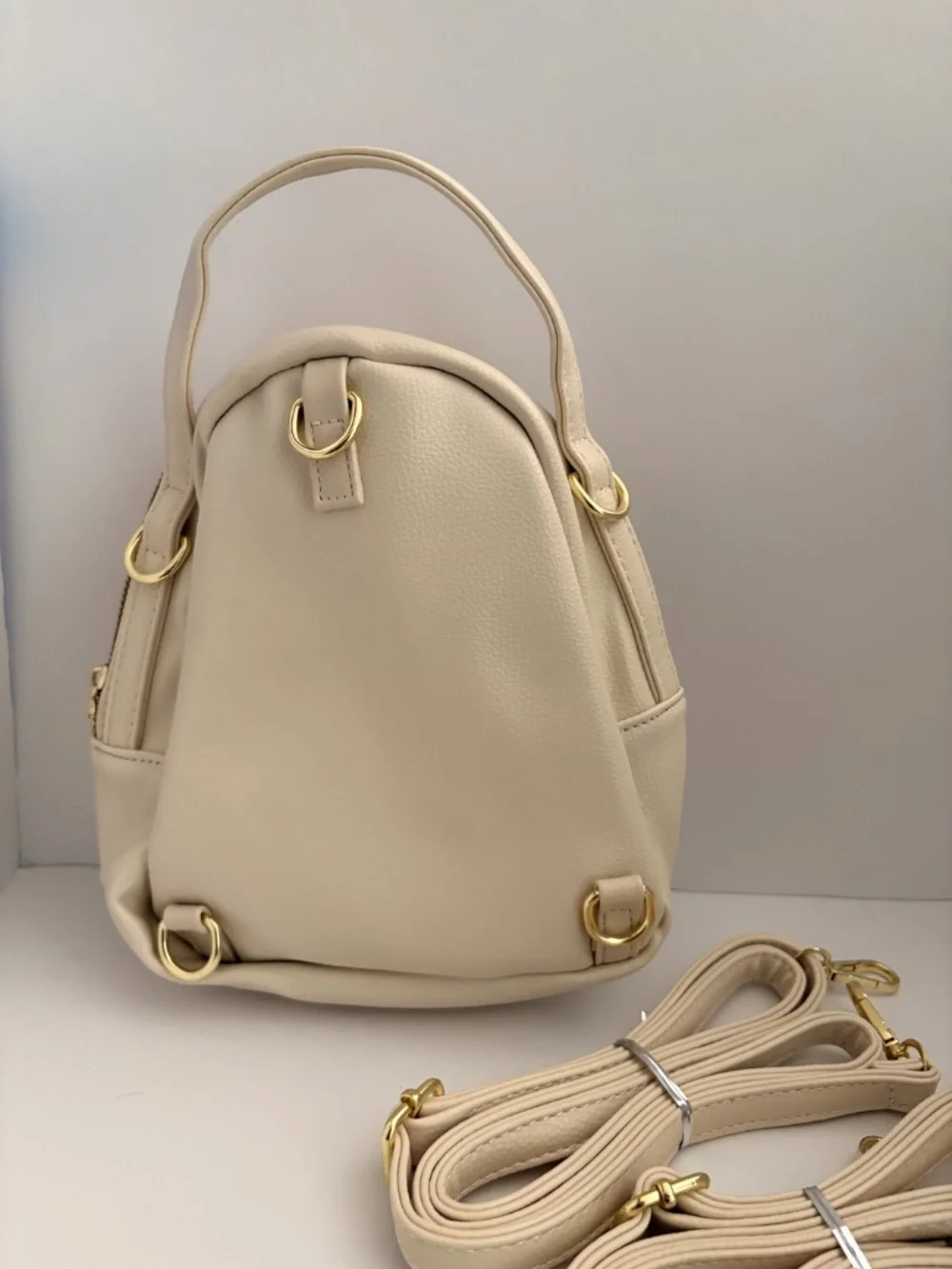 Cream Bee Embellished Convertible Backpack Purse